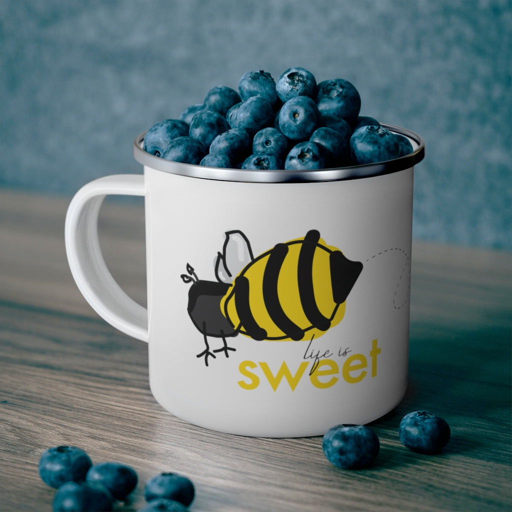 12 oz. Enamel Coated Stainless Steel Camping Mug - Sweet Bee