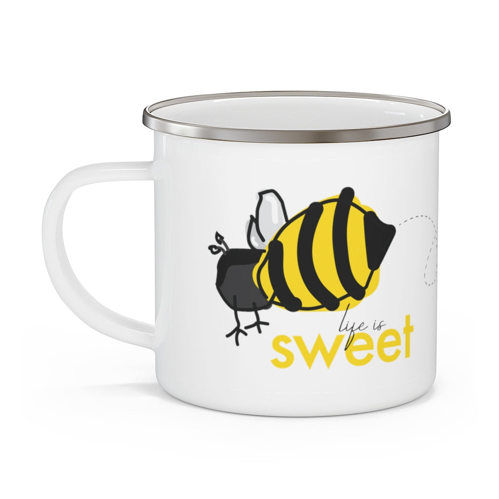 12 oz. Enamel Coated Stainless Steel Camping Mug - Sweet Bee