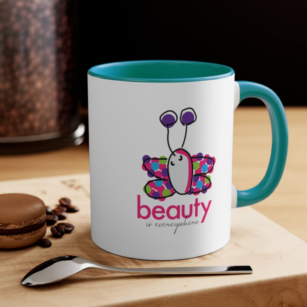 11 oz. Accent Color Graphic Ceramic Mug - Beauty Butterfly