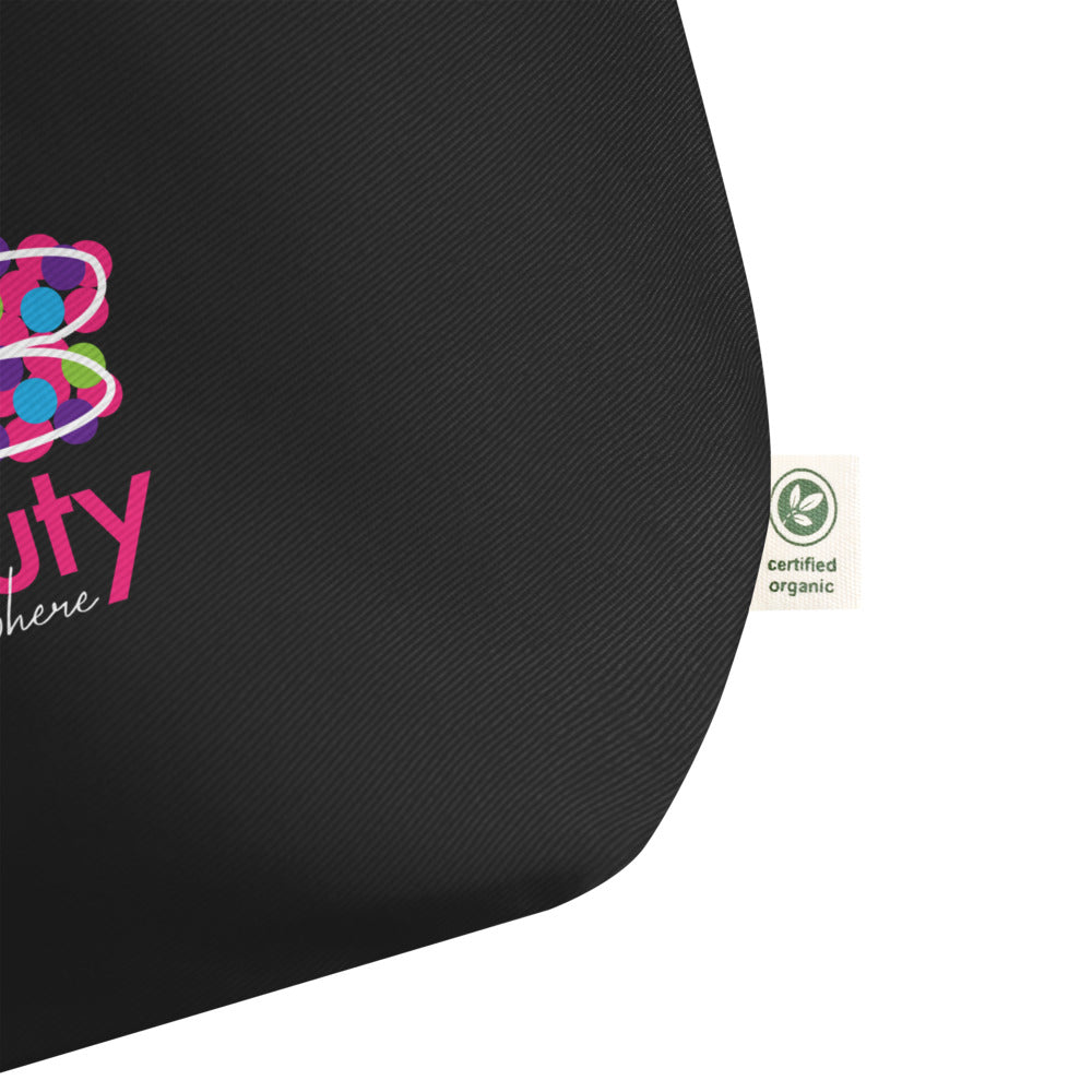 Large Lightweight Cotton Reusable Travel Tote - Beauty Butterfly - Black