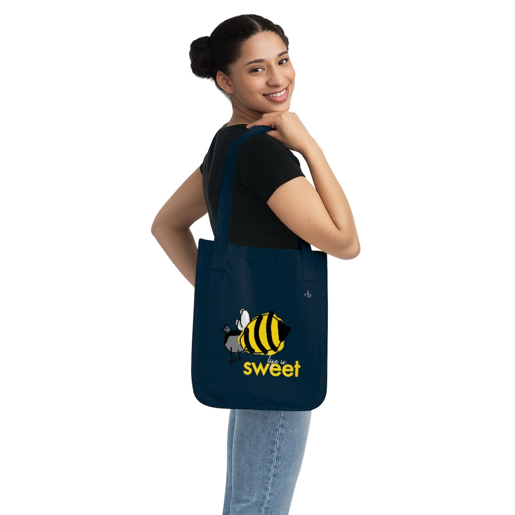 Organic Cotton Reusable Canvas Travel Tote - Sweet Bee