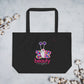 Large Lightweight Cotton Reusable Travel Tote - Beauty Butterfly - Black